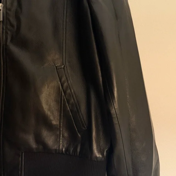 Aritzia Babaton Faux Leather Arc Bomber Jacket in Black - Picture 8 of 9